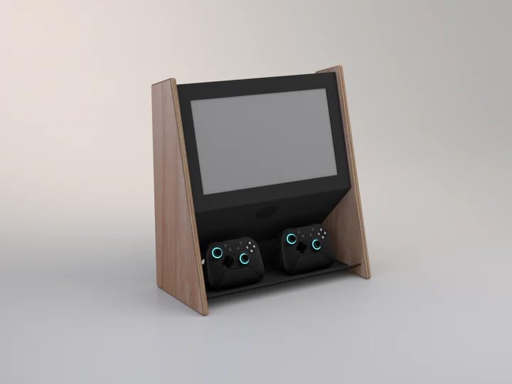 Black Walnut Mini Wall Mounted Arcade Console with 15.6" 1080p LCD, 1TB SSD, 2 Wireless Controllers H539044