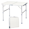 Aluminum Portable Folding Camping Table Adjustable Height White 36 x 24 inch J672