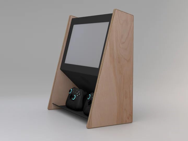 Black Walnut Mini Wall Mounted Arcade Console with 15.6" 1080p LCD, 1TB SSD, 2 Wireless Controllers H539044