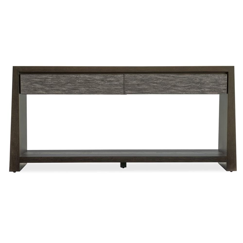 Modern Wood Console Table with 2 Drawers and Fixed Shelf J405616