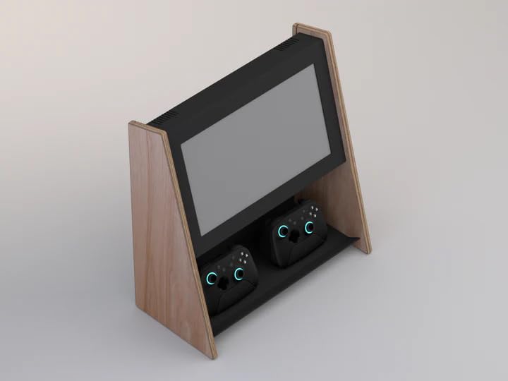 Black Walnut Mini Wall Mounted Arcade Console with 15.6" 1080p LCD, 1TB SSD, 2 Wireless Controllers H539044