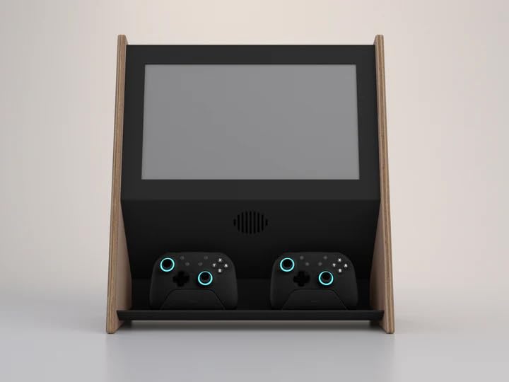 Black Walnut Mini Wall Mounted Arcade Console with 15.6" 1080p LCD, 1TB SSD, 2 Wireless Controllers H539044