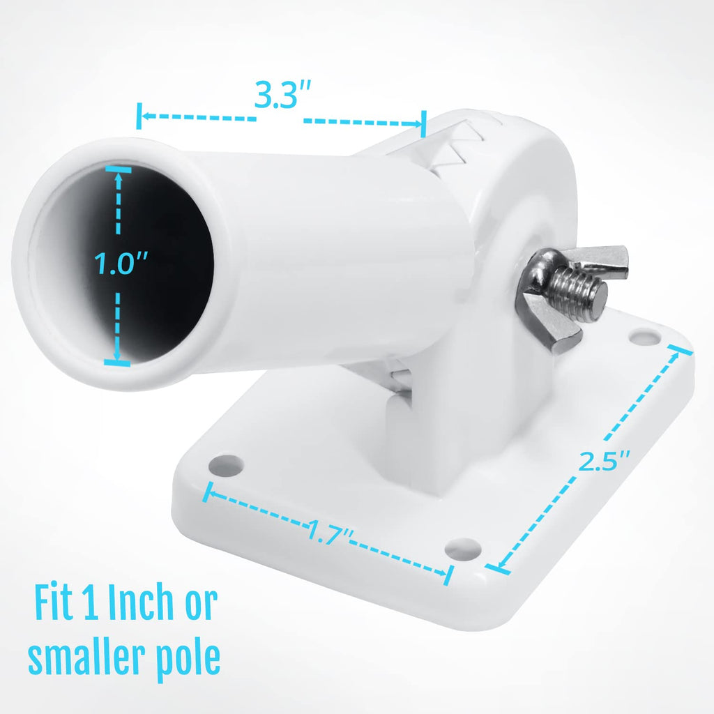 Multi-Position Flag Pole Mounting Bracket Aluminum 1" Diameter White A648389