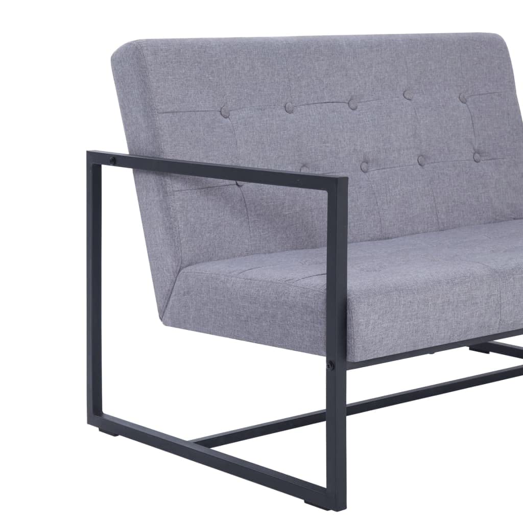 Light Gray Fabric Upholstered 2-Seater Loveseat with Armrests Y199720