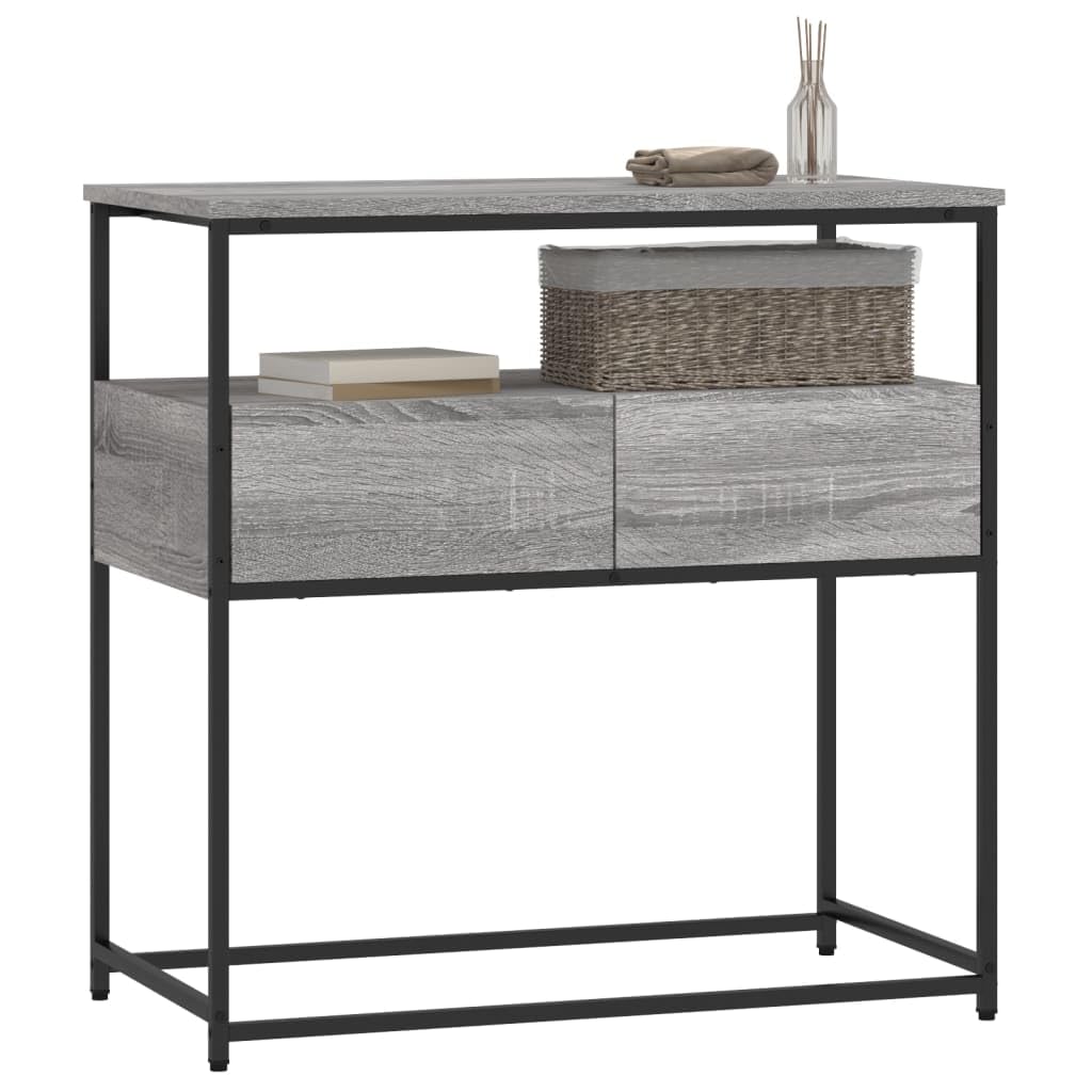 Brown Oak Look Console Table with 2 Drawers and 1 Shelf F725