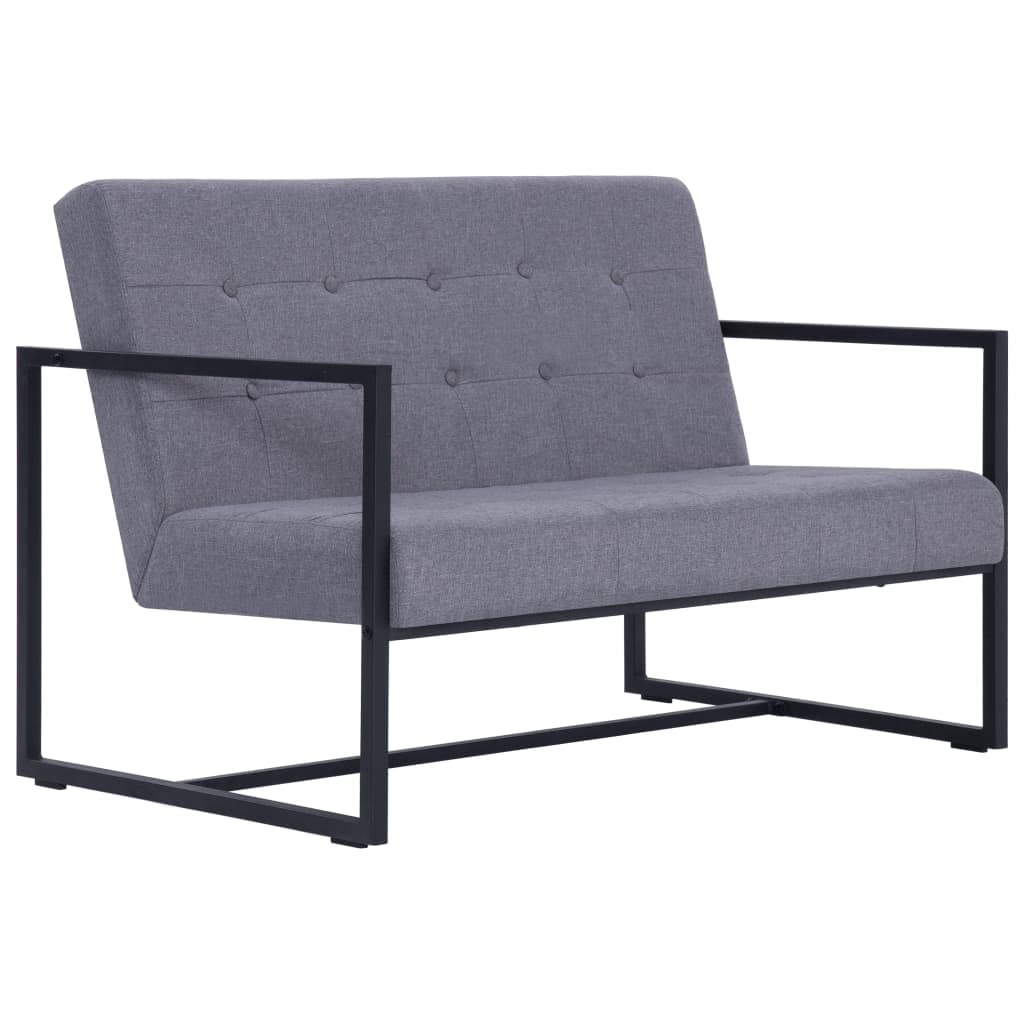 Light Gray Fabric Upholstered 2-Seater Loveseat with Armrests Y199720