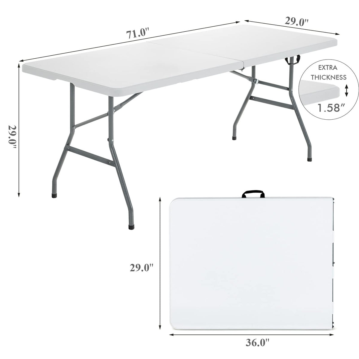 White 6ft Folding Plastic Table P313477