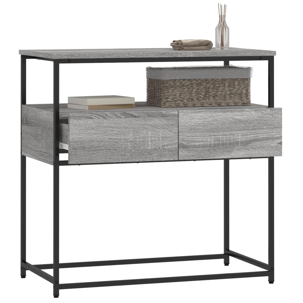 Brown Oak Look Console Table with 2 Drawers and 1 Shelf F725