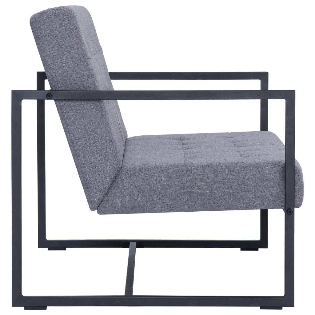 Light Gray Fabric Upholstered 2-Seater Loveseat with Armrests Y199720