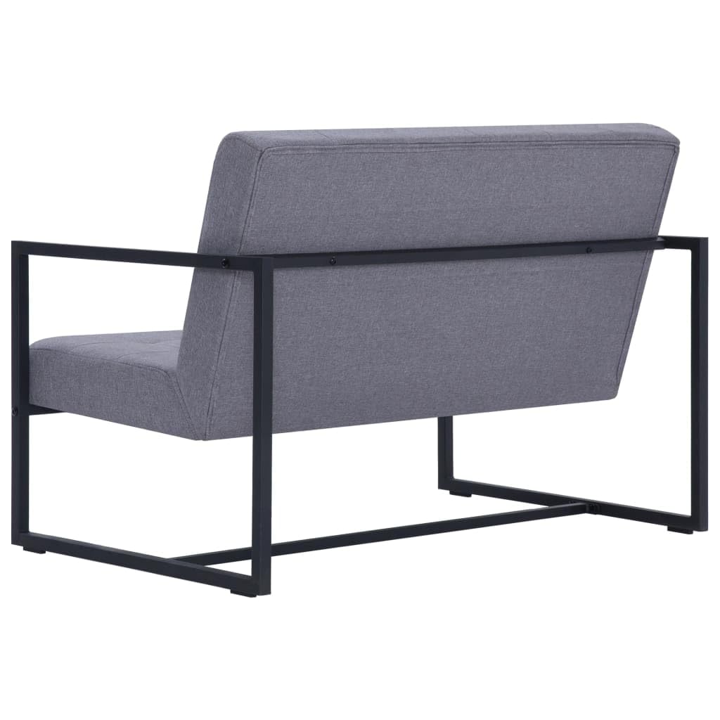 Light Gray Fabric Upholstered 2-Seater Loveseat with Armrests Y199720