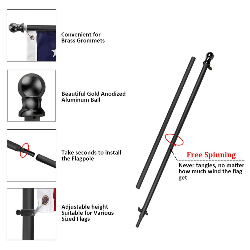 Flag Pole and Bracket Kit Black P7389