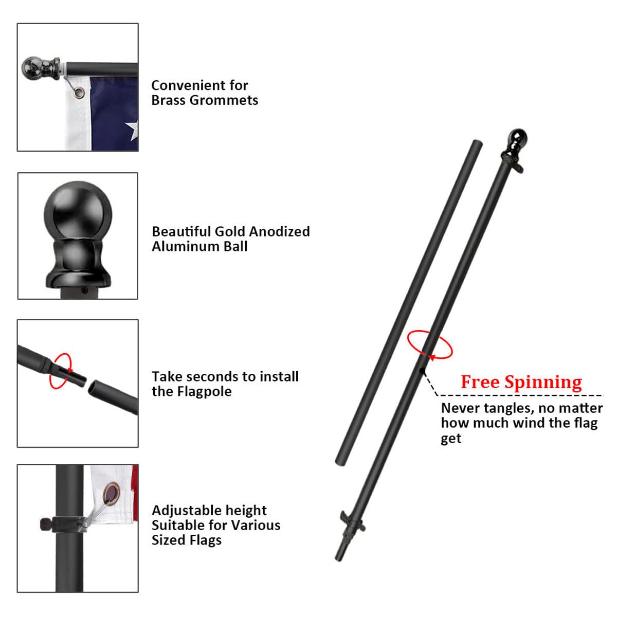 Flag Pole and Bracket Kit Black P7389