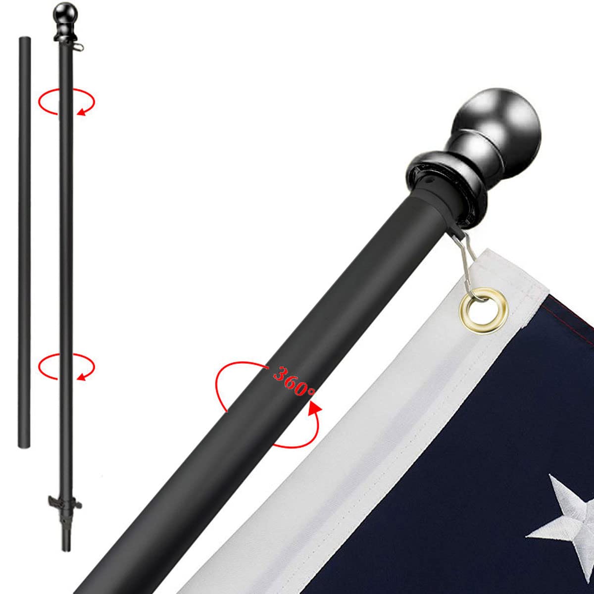 Flag Pole and Bracket Kit Black P7389