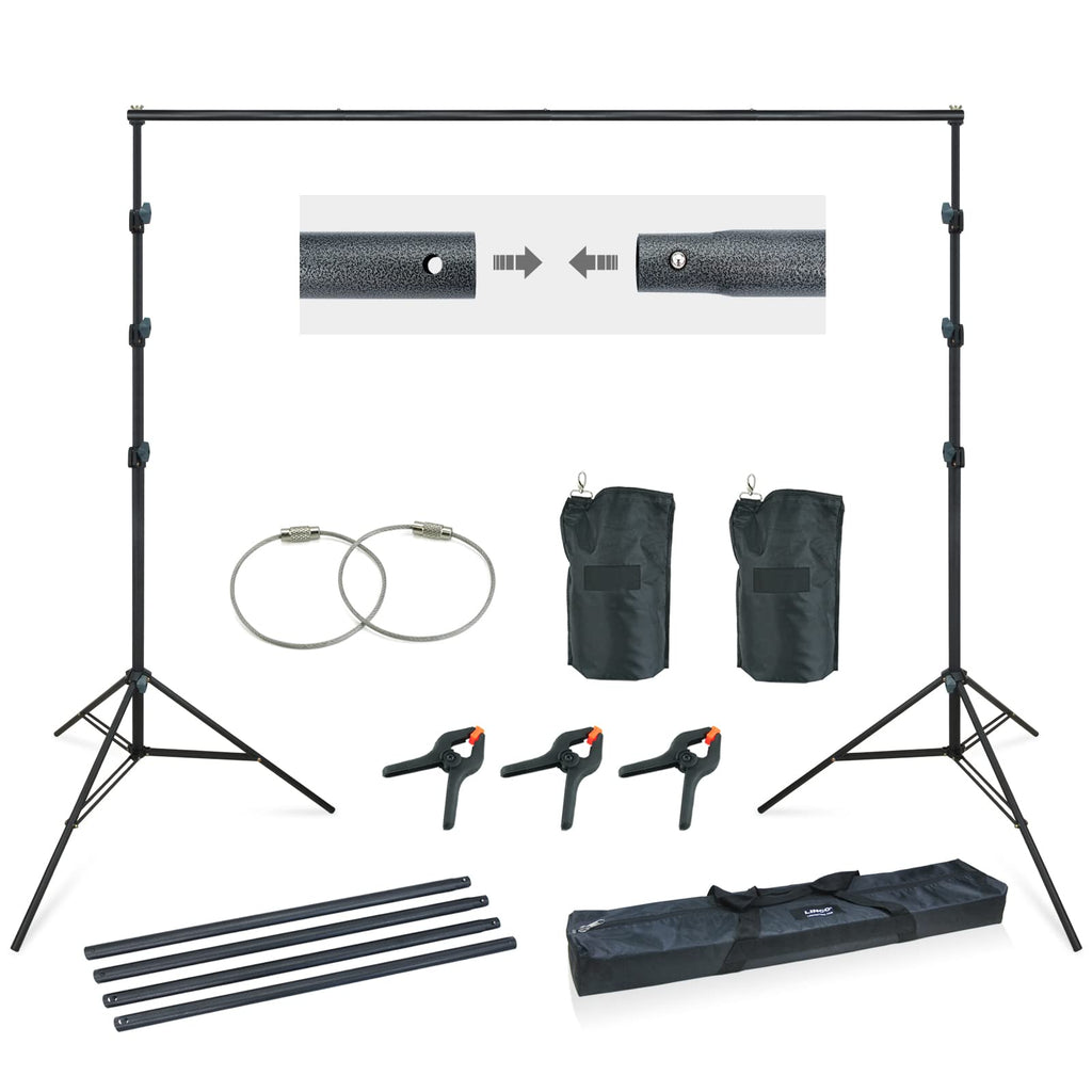 10Ft Adjustable Background Stand Backdrop Support System Kit with Carry Bag Y733