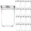 12 Pc 16 oz Wide Mouth Glass Mason Jars with Lids G167454