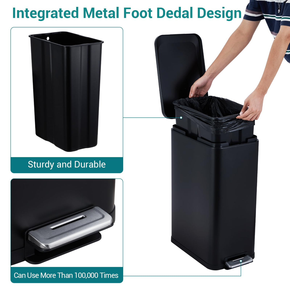 13 Gallon Stainless Steel Step Trash Can D85044