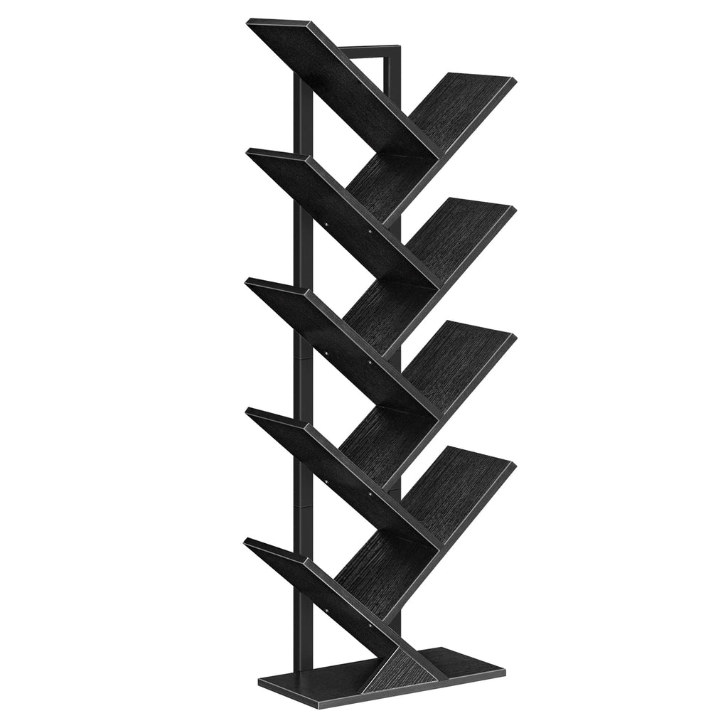 Black 9-Tier Wood Tree Bookshelf J2308