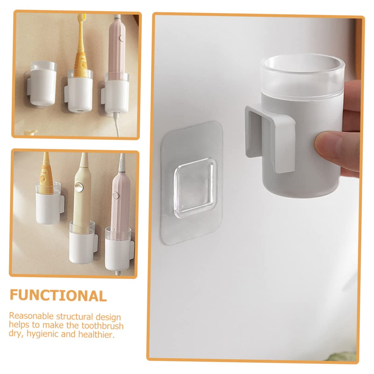 Wall Mounted Toothbrush Holder 2 Pack Plastic Q45267