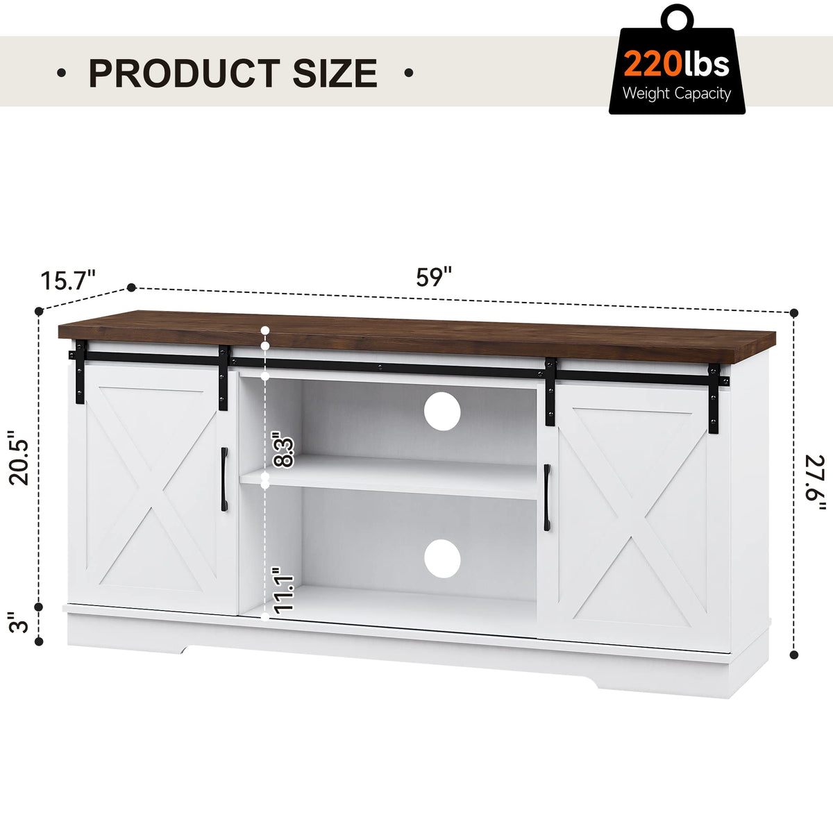 Farmhouse TV Stand Entertainment Center for 65 Inch TV Z82938
