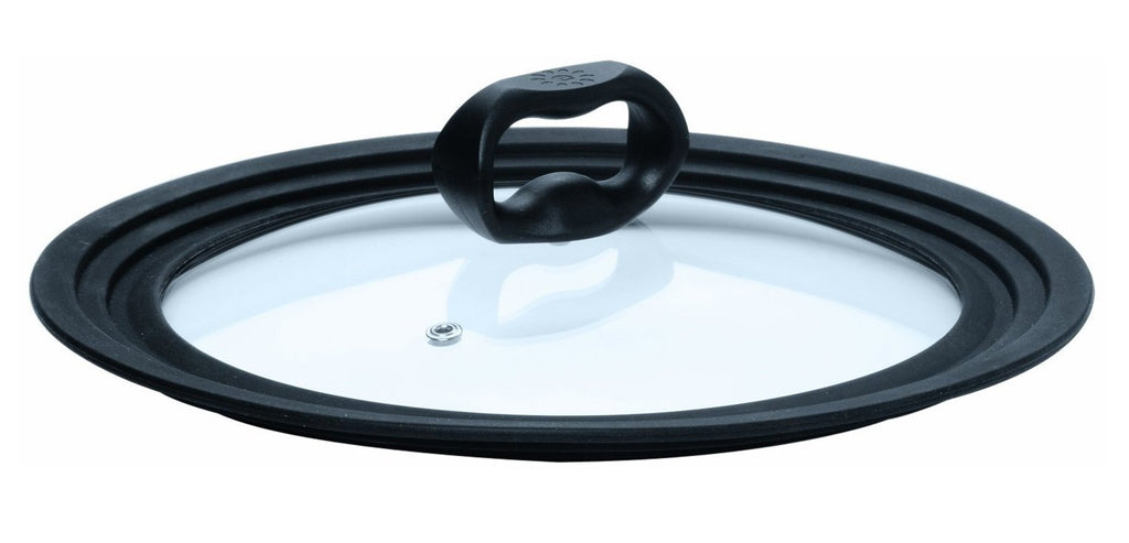 Universal Lid for Pots and Pans, Fits 6-Inch to 8-Inch Cookware, Tempered Glass Replacement Lid with Heat Resistant Silicone Edge, Dishwasher Safe, Made without BPA, Small, Black H919945