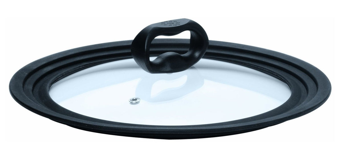 Universal Lid for Pots and Pans, Fits 6-Inch to 8-Inch Cookware, Tempered Glass Replacement Lid with Heat Resistant Silicone Edge, Dishwasher Safe, Made without BPA, Small, Black H919945
