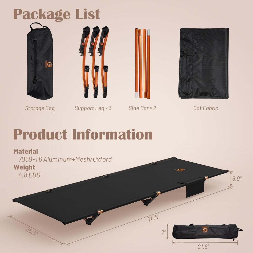 Foldable Camping Cot with Storage Bag H843