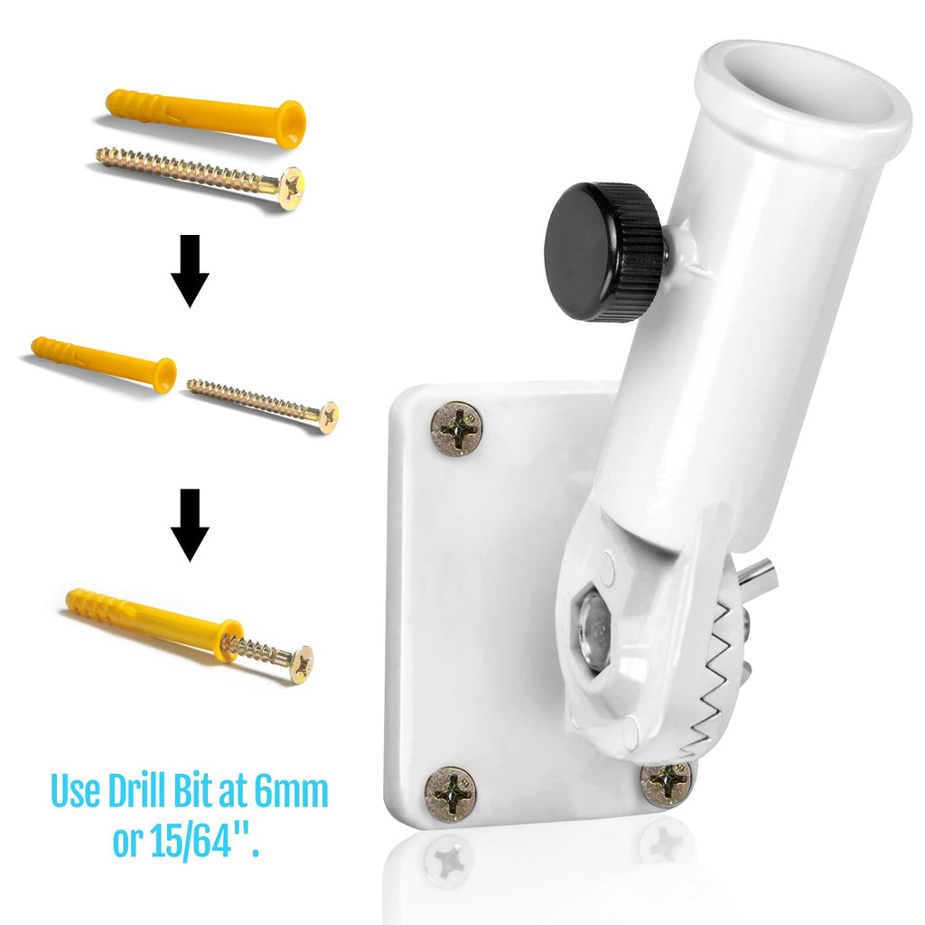 Multi-Position Flag Pole Mounting Bracket Aluminum 1" Diameter White A648389