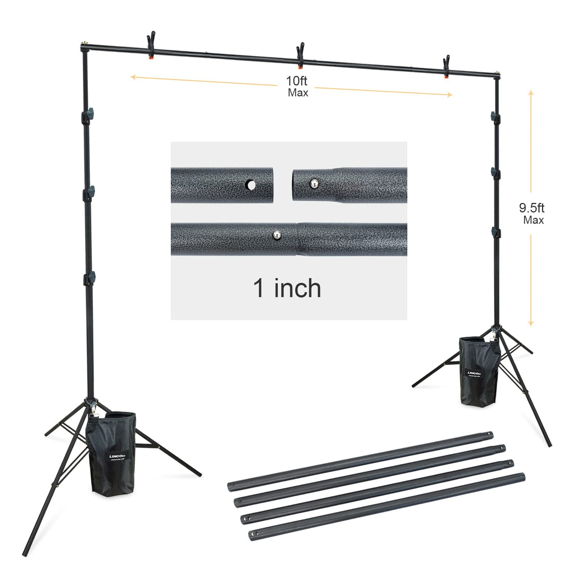 10Ft Adjustable Background Stand Backdrop Support System Kit with Carry Bag Y733