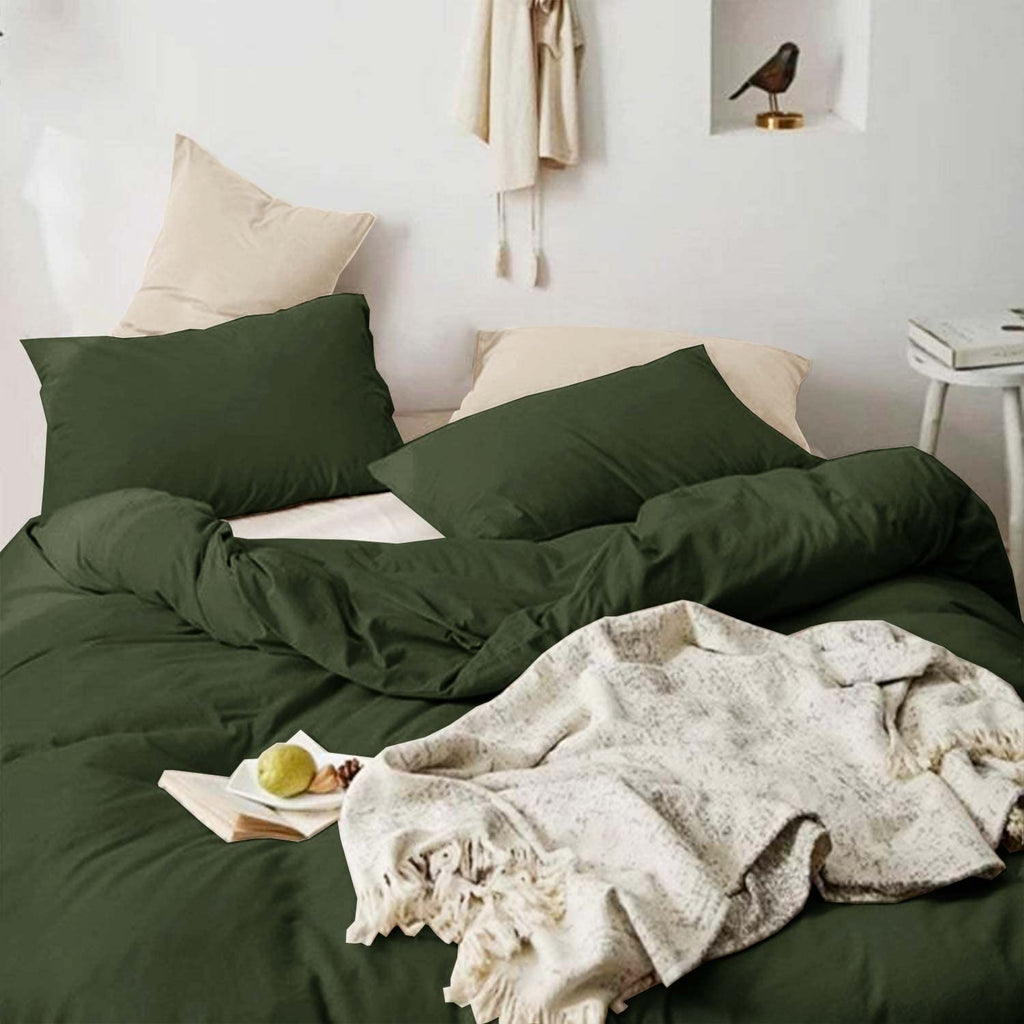 Dark Olive Green King Size 3 Piece Comforter Set H917