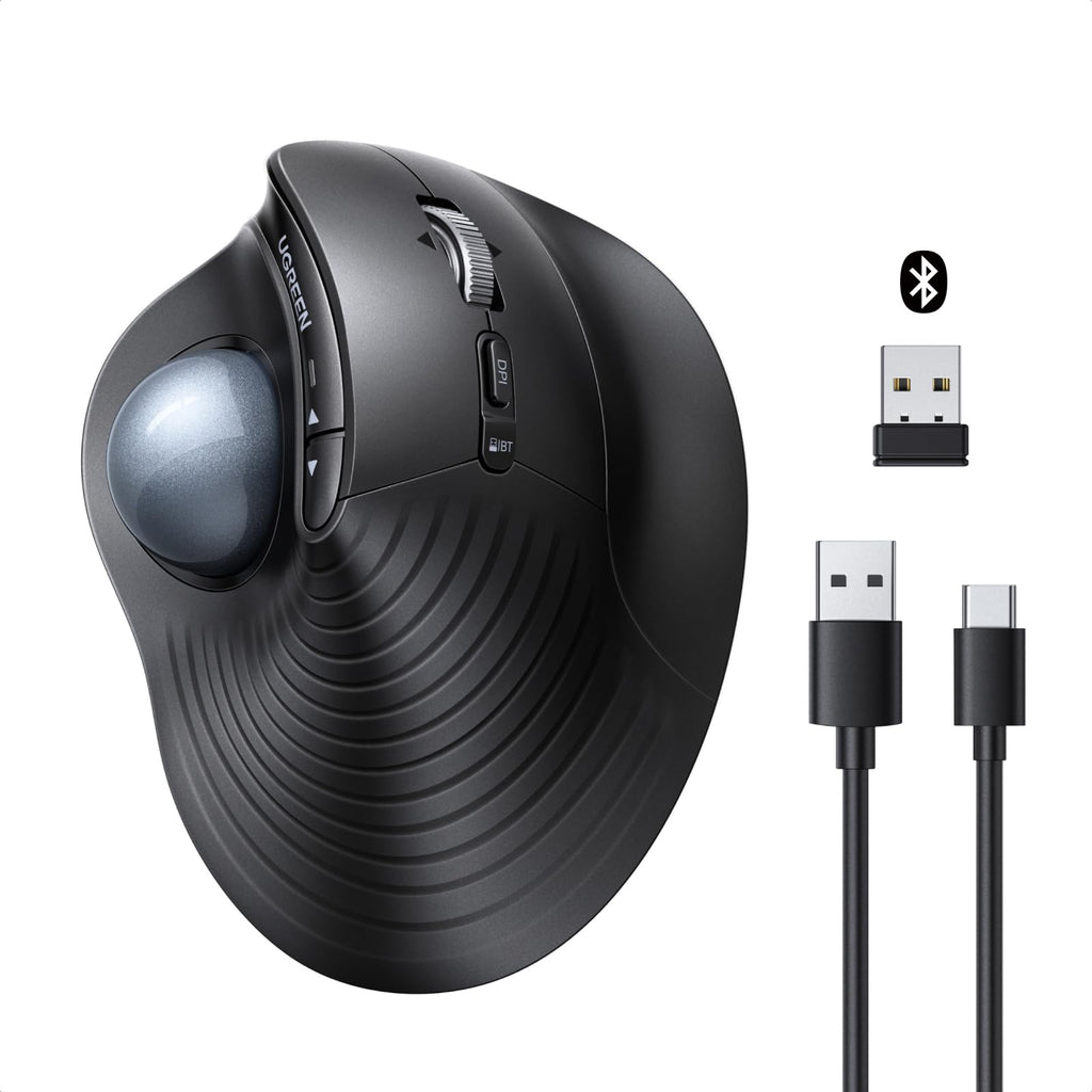 Wireless Trackball Mouse, Bluetooth & 2.4G, Thumb Control O575