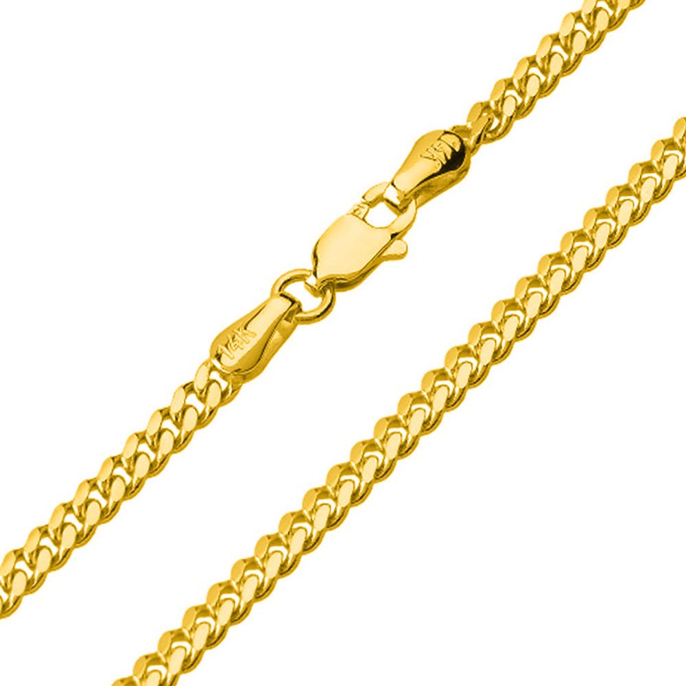 14K Yellow Gold Cuban Link Chain Necklace I3671