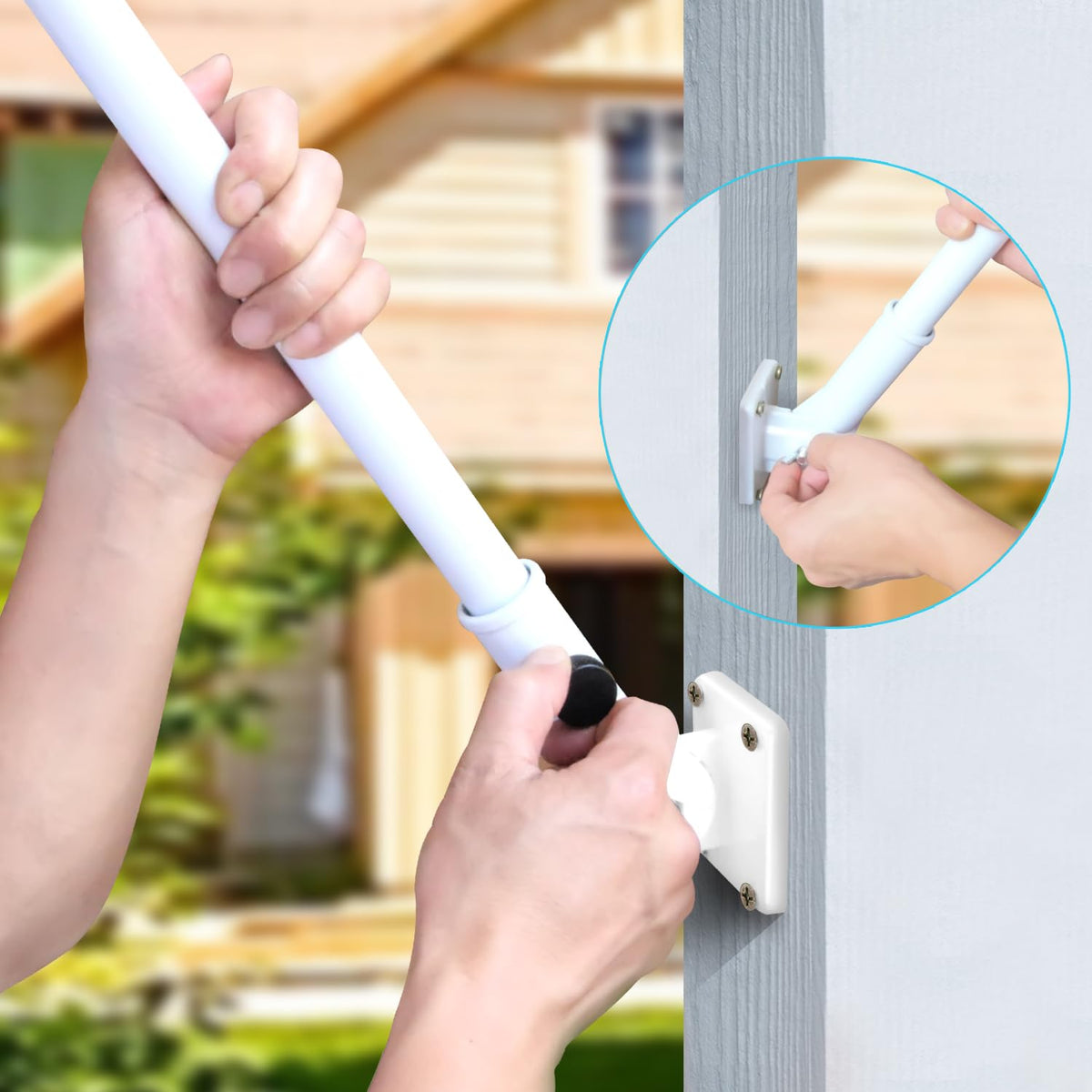 Multi-Position Flag Pole Mounting Bracket Aluminum 1" Diameter White A648389