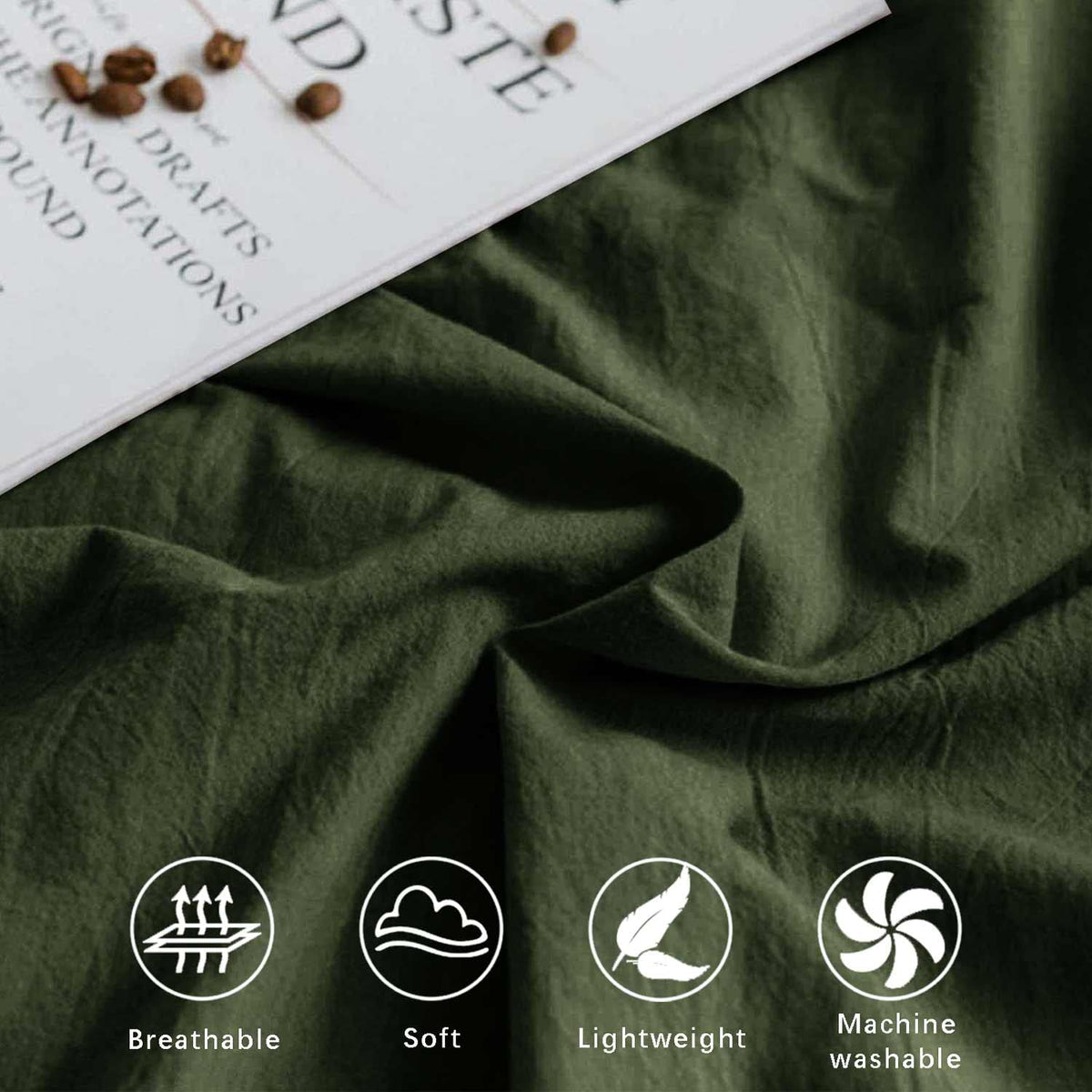 Dark Olive Green King Size 3 Piece Comforter Set H917