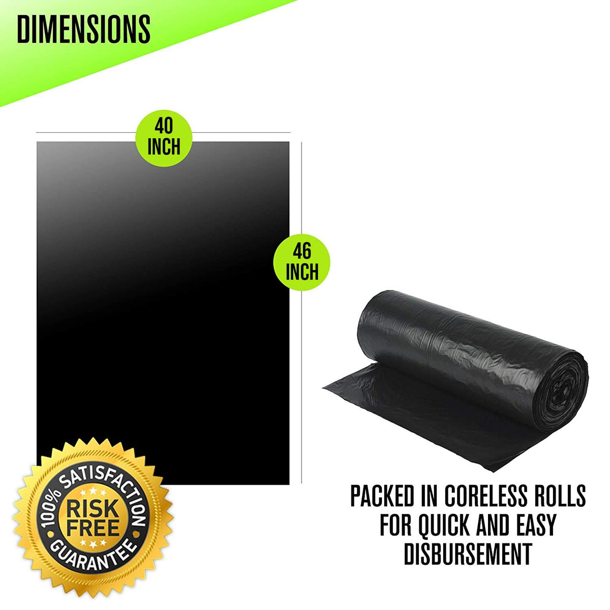 40-45 Gallon Black Heavy Duty Trash Bags R761