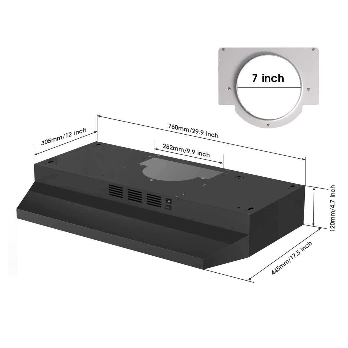 30 inch Stainless Steel Under Cabinet Range Hood A6811