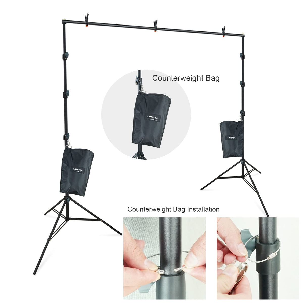 10Ft Adjustable Background Stand Backdrop Support System Kit with Carry Bag Y733