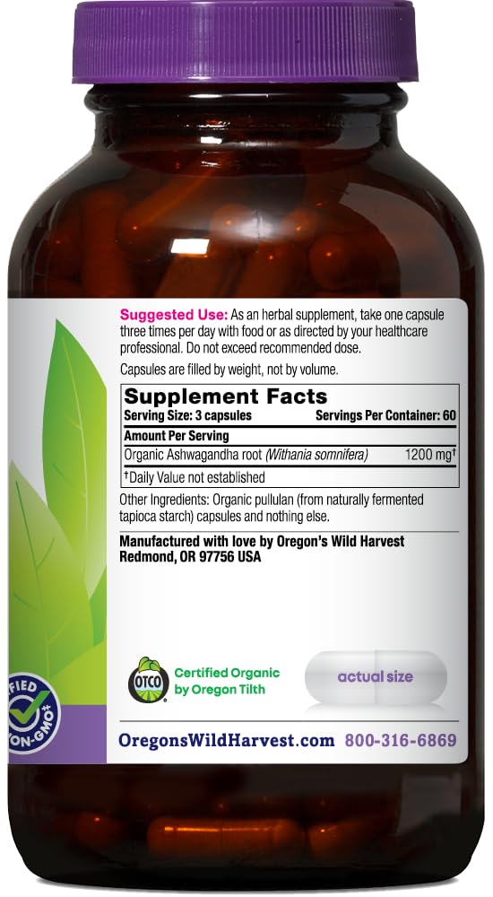Organic Ashwagandha Herbal Supplements 180 Count E867686