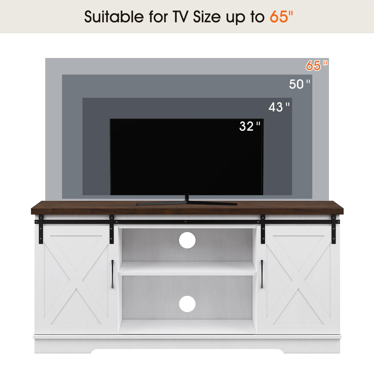 Farmhouse TV Stand Entertainment Center for 65 Inch TV Z82938