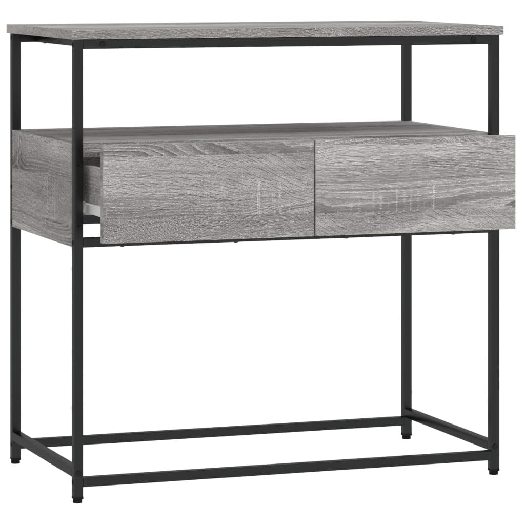 Brown Oak Look Console Table with 2 Drawers and 1 Shelf F725