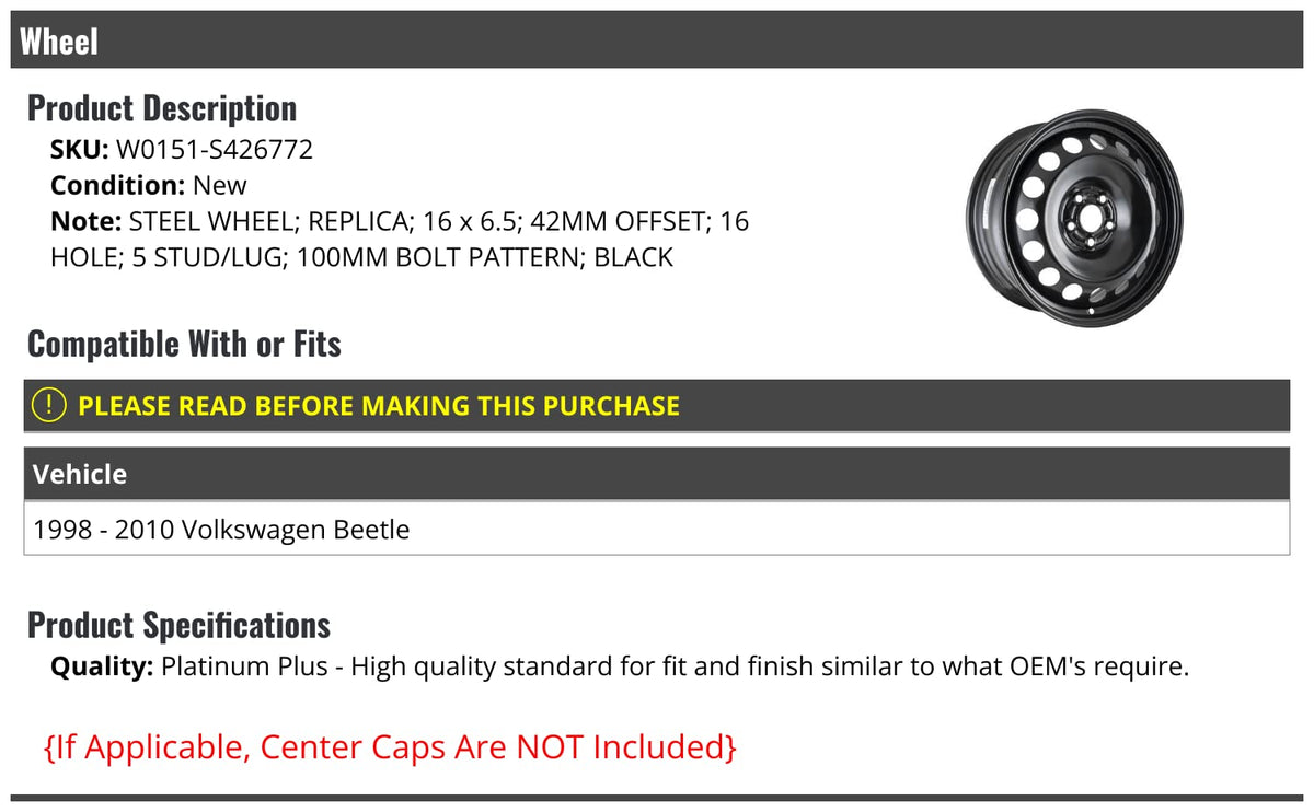 Black 16 x 6.5 Inch 5-Lug Steel Wheel M58672