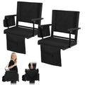 2 Pcs Black Folding Stadium Seat Cushion with Back Support U656
