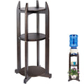 Solid Wood Water Dispenser Floor Stand with 3 Round Shelfs A19409