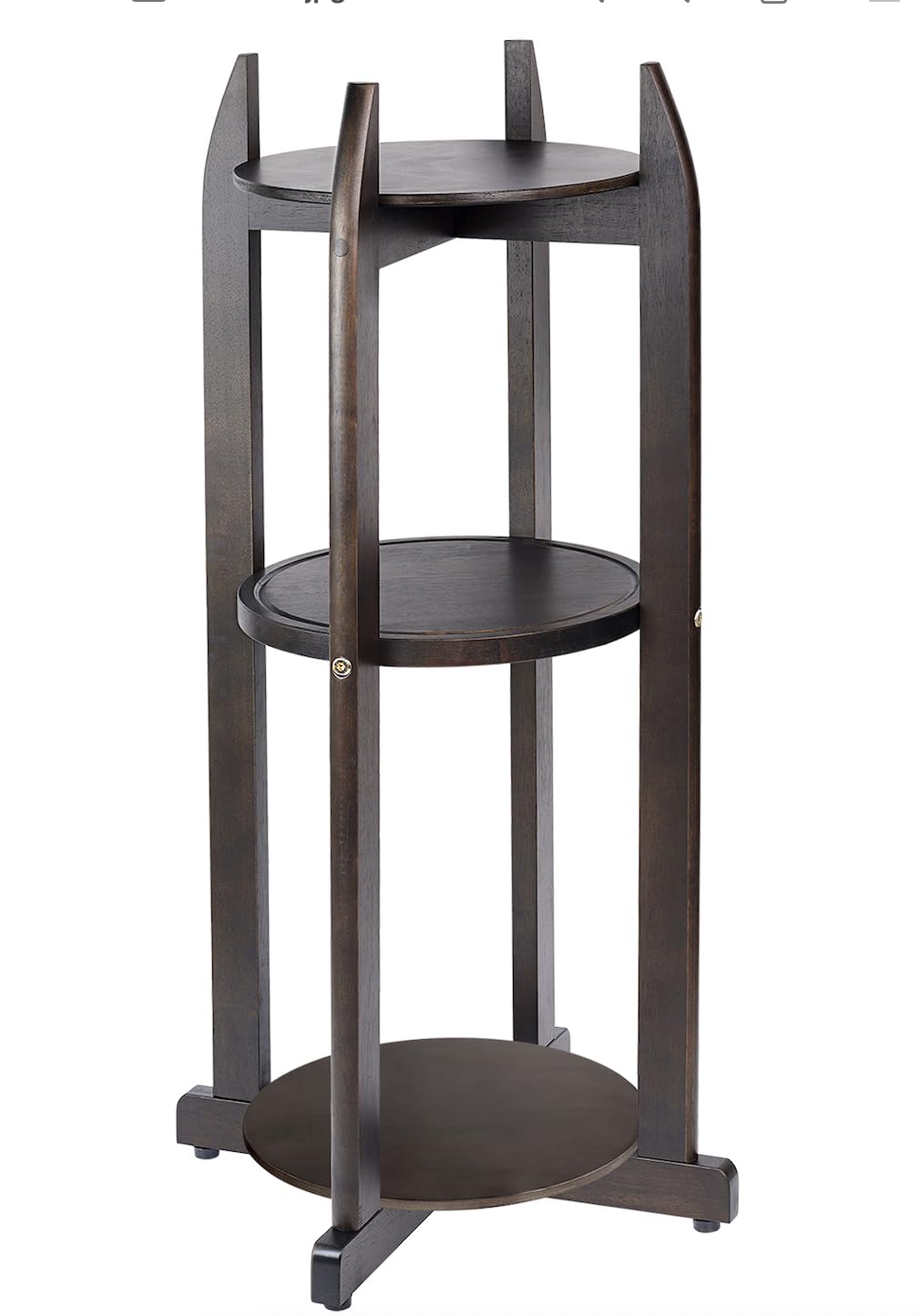Solid Wood Water Dispenser Floor Stand with 3 Round Shelfs A19409