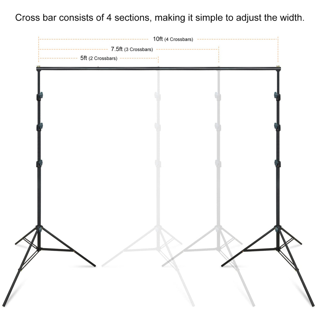 10Ft Adjustable Background Stand Backdrop Support System Kit with Carry Bag Y733