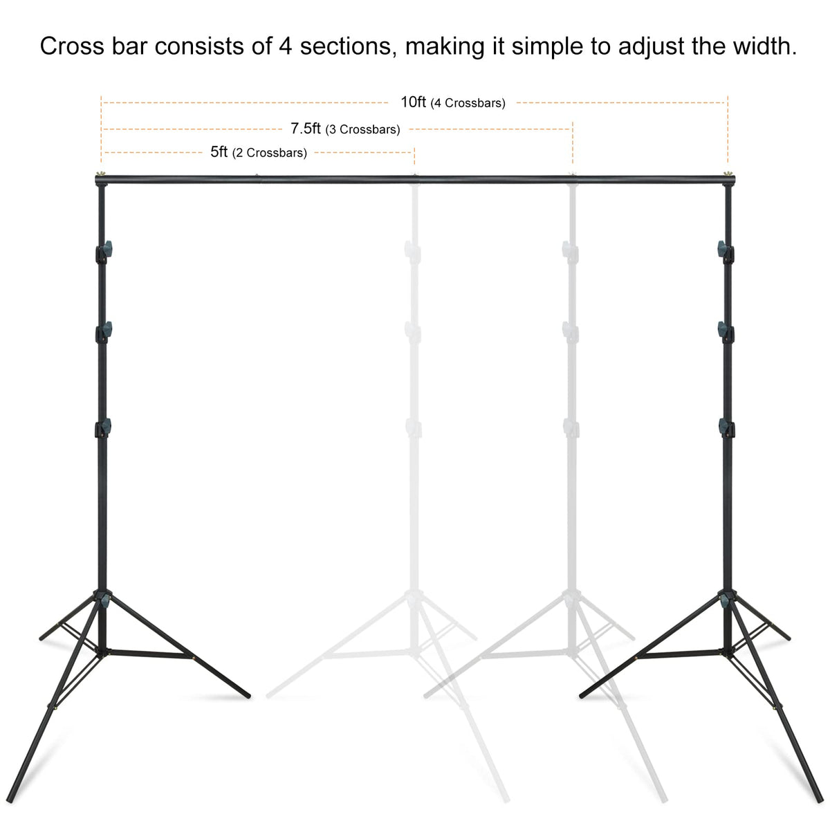10Ft Adjustable Background Stand Backdrop Support System Kit with Carry Bag Y733