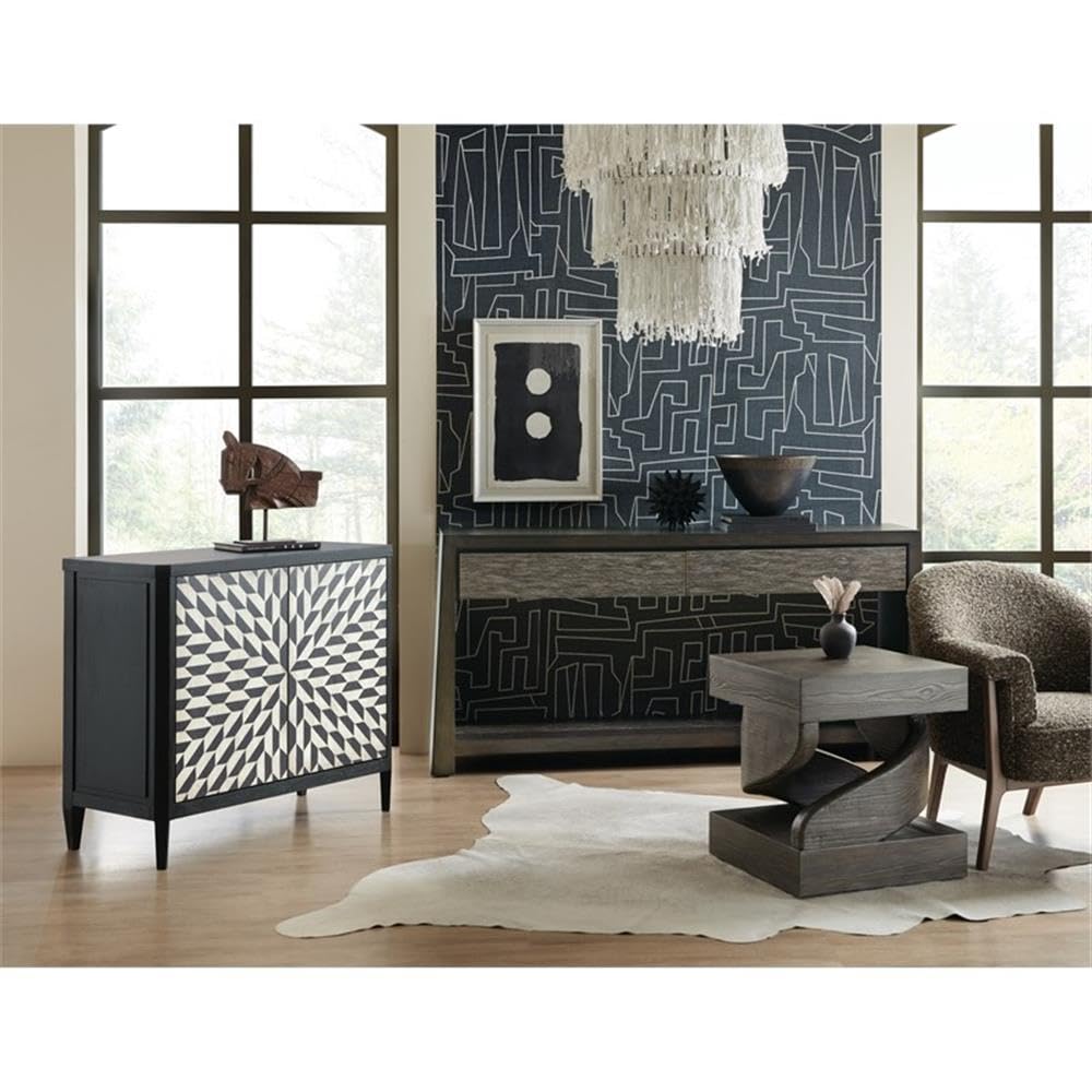Modern Wood Console Table with 2 Drawers and Fixed Shelf J405616