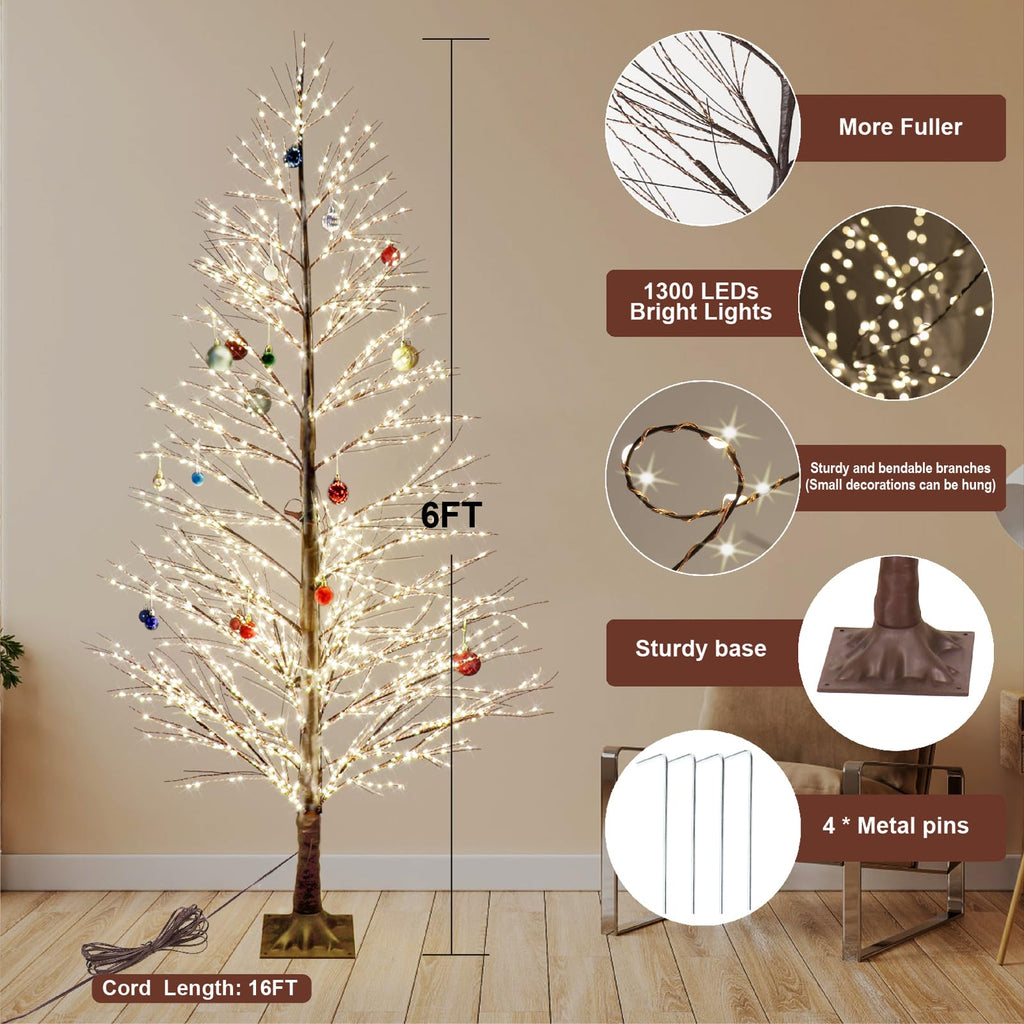 6FT Lighted Birch Tree with 1300 LED Lights Y712771