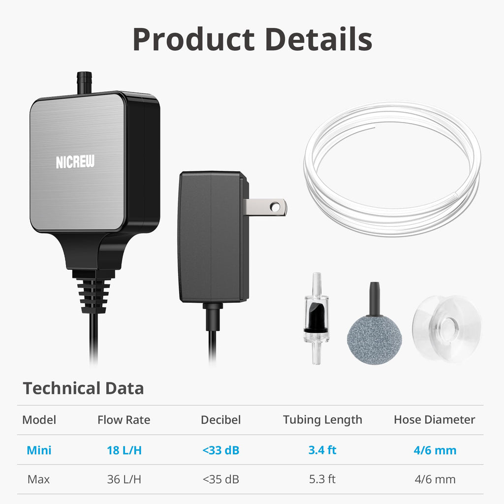 Nano Silent Aquarium Air Pump B8613