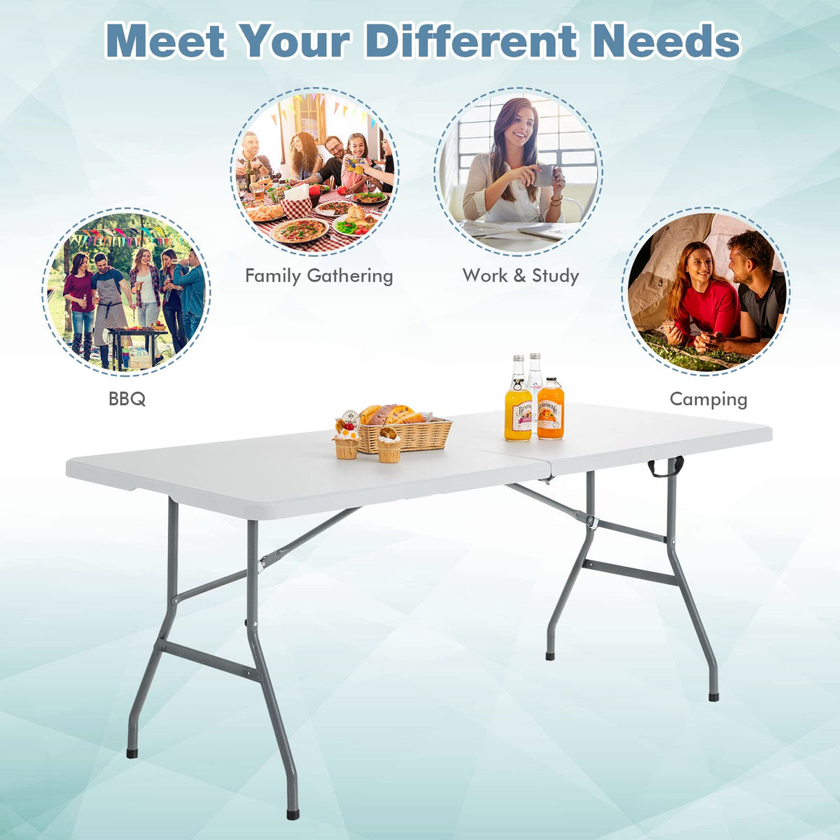 White 6ft Folding Plastic Table P313477
