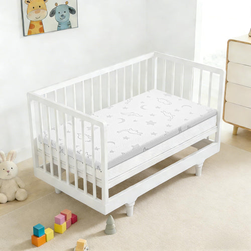 2" High Density Foam Crib Mattress Topper with Waterproof Washable Cover U1163